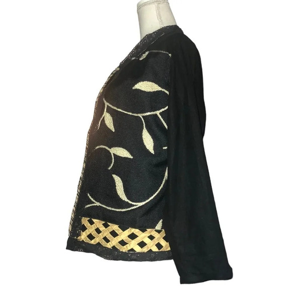 MAGIC JACKET Sz ? Women's Linen Black Beige Gold "One of a Kind" Jacket Handmade - Picture 10 of 10